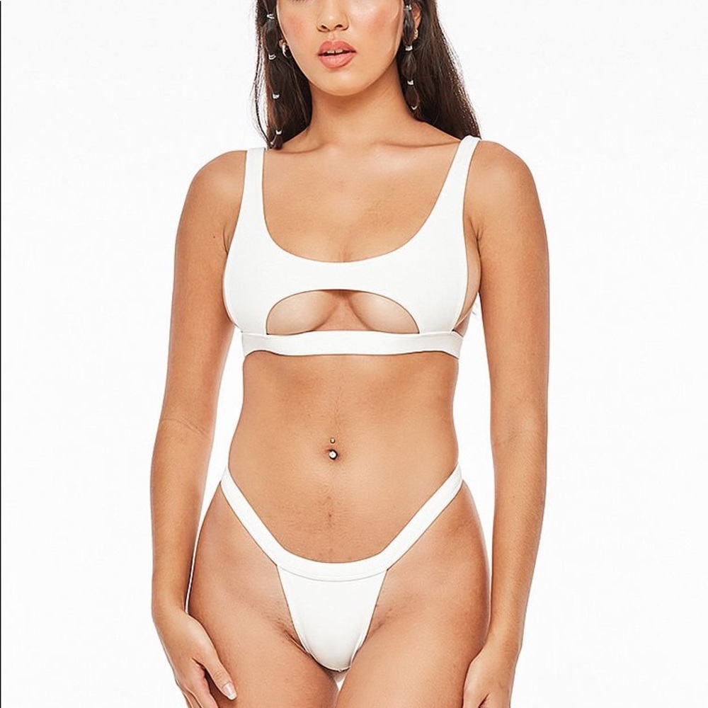 Indah white swimsuit set (Dalena top and Kal bottoms, white, XS)